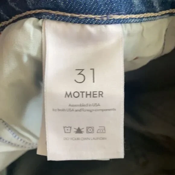 Mother The Stunner Ankle Fray Distressed Blue Denim Jeans Casual Crate Digger - Picture 16 of 16